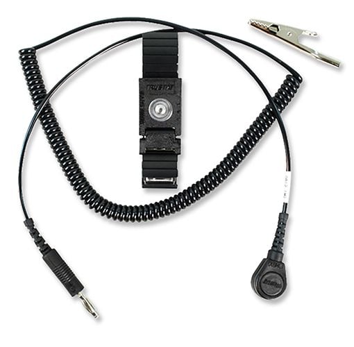 Desco - 09070 Adjustable Wrist Strap, Elastic, 6' Coil Cord