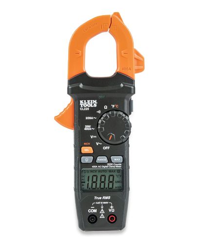 Klein CL220 Digital Clamp Meter, 400A AC TRMS w/Temperature