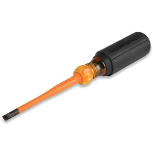 Klein 6924INS Slim-Tip Insulated Cabinet Screwdriver, 1/4x4''