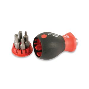 Wiha 38057 Stubby 6-in-1 Insert Bit Screwdriver with Hex Bits